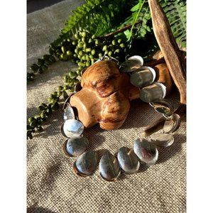 Vintage ESTATE 925 Silver Modernist Leaf / Tear Drop / Petal Short Choker Neckla